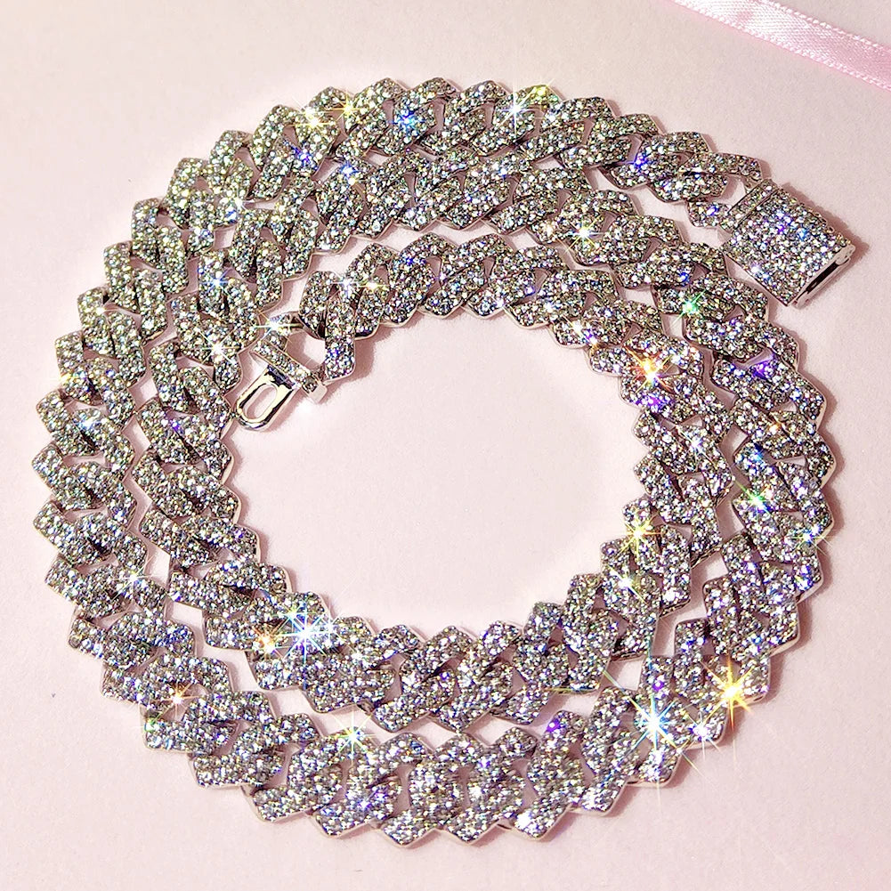 Iced Prong Cuban Necklace Women